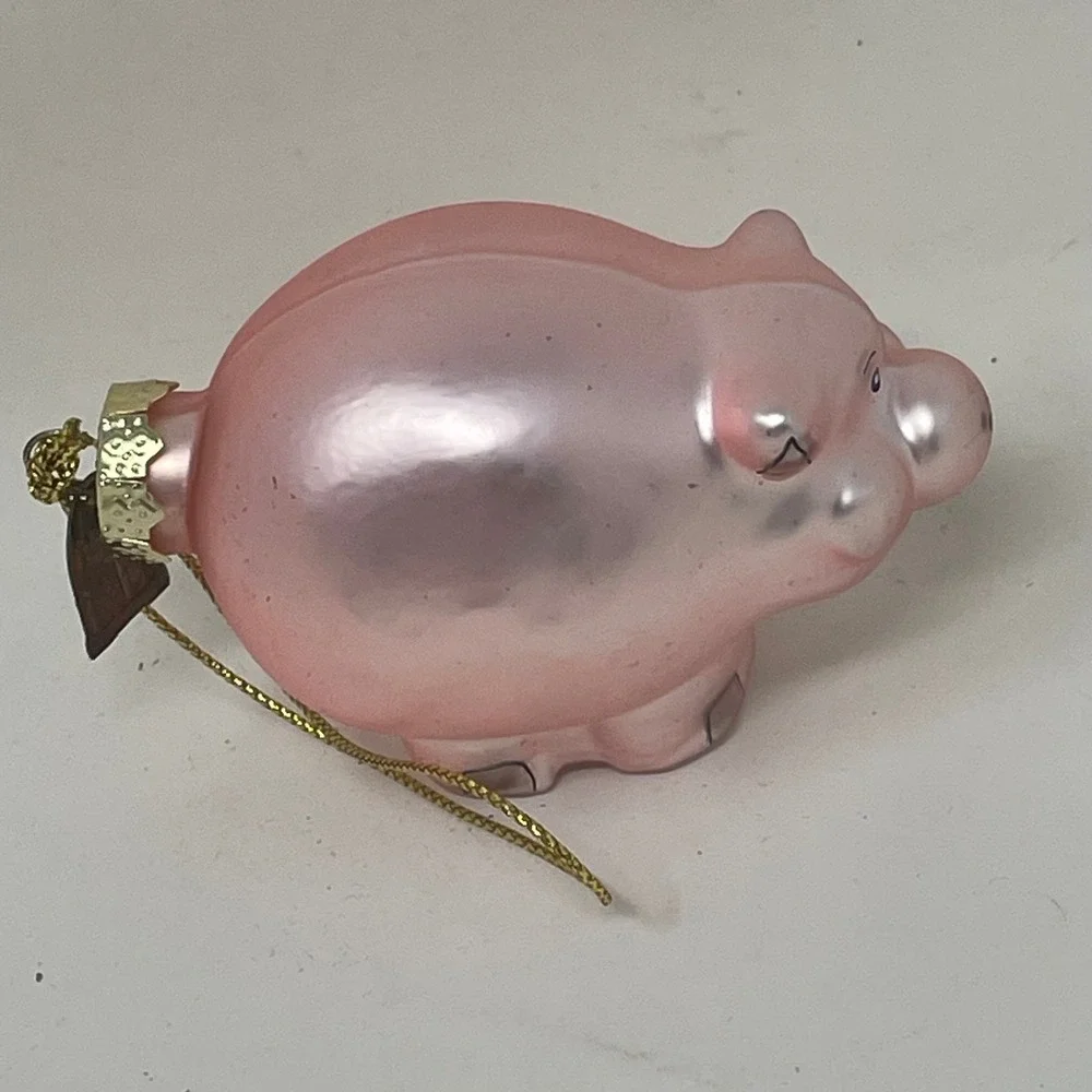 Thomas Pacconi Classics Pink Pig Mercury Glass Christmas Ornament Vintage Style